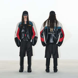 BLINDNOPLAN EXITMODE 24AW拼色刺绣机车宽松棉衣 明星同款