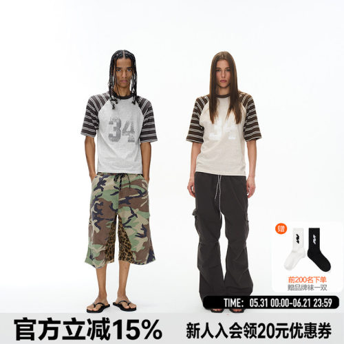 EXITMODE34号条纹插肩T恤