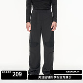 BLINDNOPLAN 素反差线条拼接开叉宽松直筒卫裤 23AW 机车元