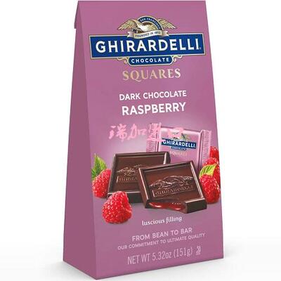 新品包邮加拿大GHIRARDELLI覆盆子夹心方块黑巧克力151克多种口味