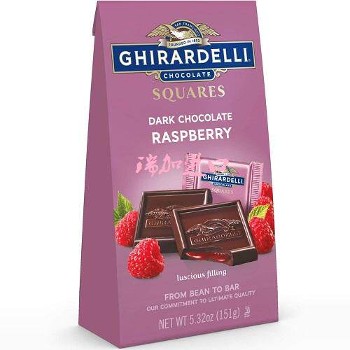 新品包邮加拿大GHIRARDELLI覆盆子夹心方块黑巧克力151克多种口味