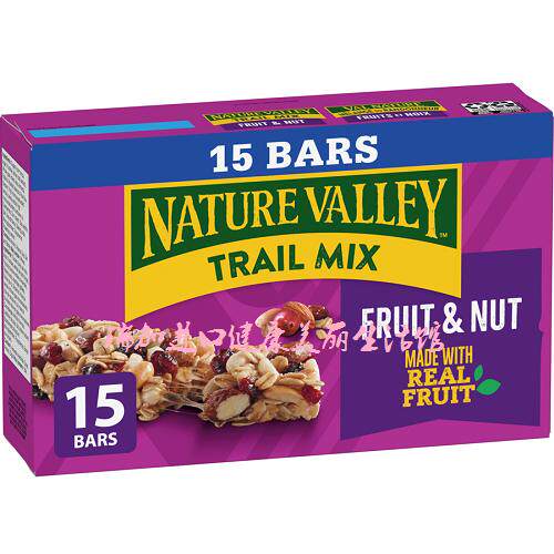 包邮加拿大Nature valley高纤谷物能量棒水果坚果蔓越莓15只525克