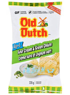 加拿大Old Dutch Ridgies老荷兰酸奶油绿葱风味波纹薯片220克*3包