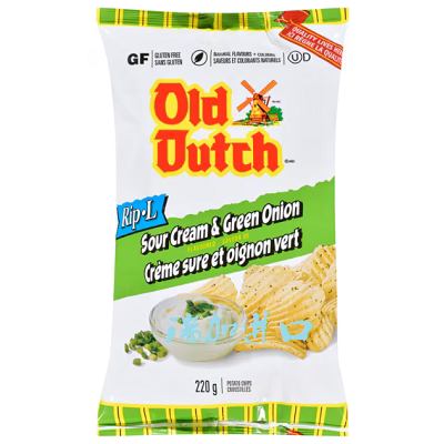 加拿大Old Dutch Ridgies老荷兰酸奶油绿葱风味波纹薯片220克*3包