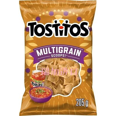 包邮加拿大Tostitos高纤多谷物勺型玉米荞麦燕麦薄脆片205克x2包