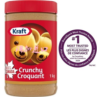 新品包邮加拿大Kraft CRUNCHY脆颗粒花生酱面包烘焙1KG多种口味