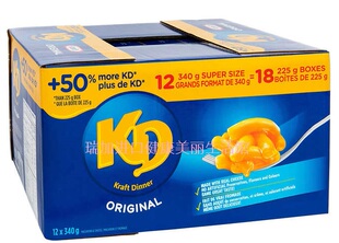 包邮加拿大Kraft卡夫切达奶酪意大利面通心粉340克X12盒/箱加量装