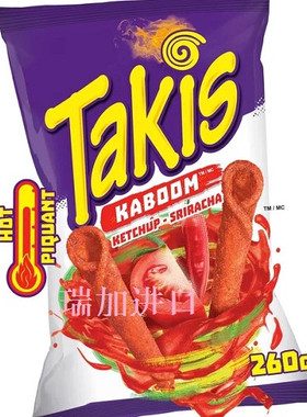 包邮加拿大Takis  Ketchup蕃茄是拉差风味卷饼玉米脆片260克*3包