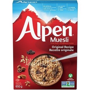 包邮加拿大ALPEN MUESLI全谷物提子榛子杏仁什锦脆麦片650g无添加