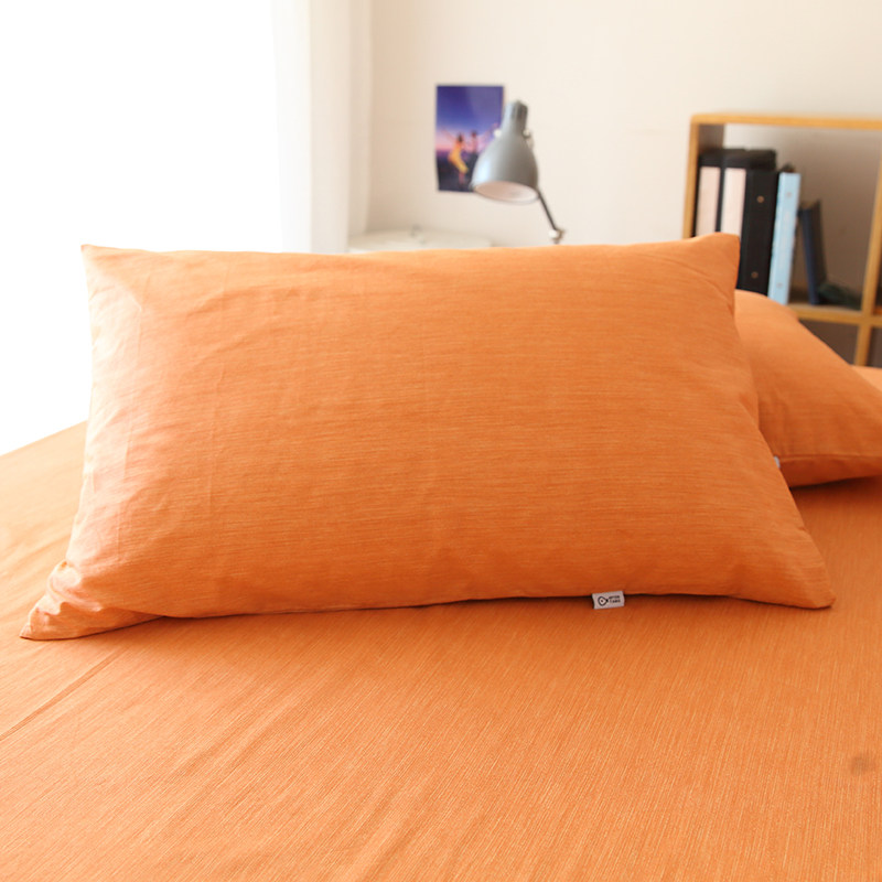 唐朝一只鱼纯棉纯色橘简约枕套