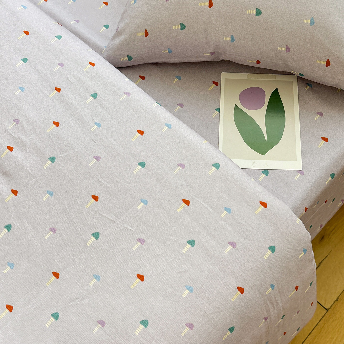 唐朝一只鱼小蘑菇全棉磨毛床单