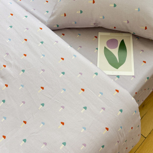 小蘑菇加厚全棉磨毛床单床笠秋冬100%纯棉单双人被套可配三四件套