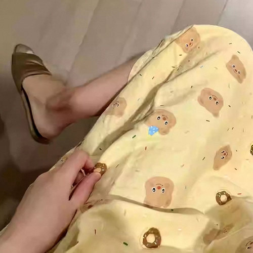 唐朝一只鱼双层纱曲奇小熊睡衣女