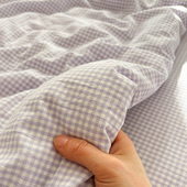 迷你浅紫格文艺简约纯棉单件床单水洗棉宿舍被单床笠可配三四件套