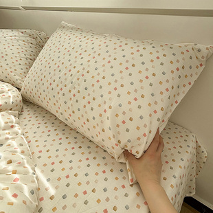 方糖纯棉枕套100全棉枕头套四季 家用成人 单人枕芯套48 74cm一对装