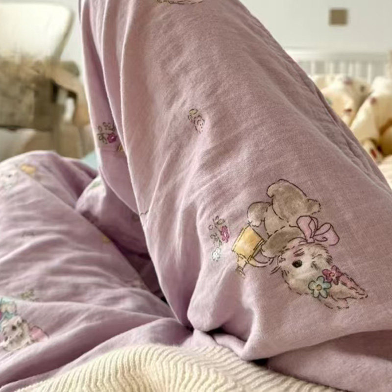 唐朝一只鱼纯棉卡通妮可兔睡裤