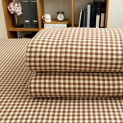 拿铁咖小格水洗棉色织被套单件日式格子150×200×230cm全棉被罩