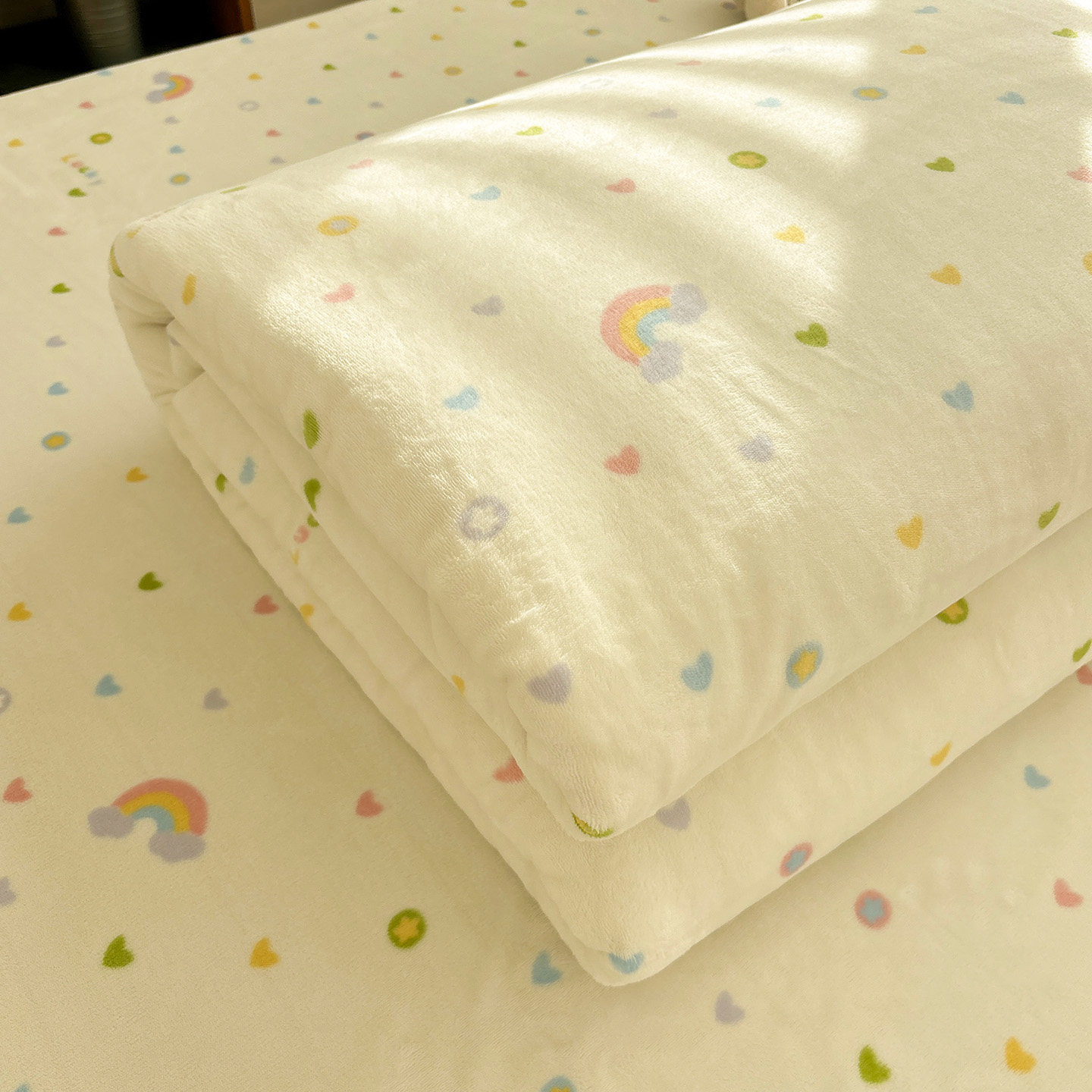 牛奶绒小彩虹简约被套单件150x200x230单双人加厚珊瑚绒学生被罩