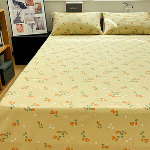 可用 高档加厚老粗布花语纯棉床单单件100全棉床笠枕套三件套四季