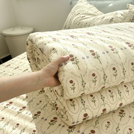法式玫瑰纯棉被套单件全棉被罩180x220单独被单150x200cm单人1.5m
