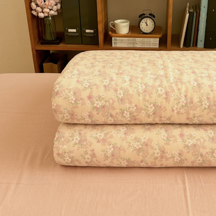 全棉A类双层纱桃夭夭单双人被套150x200x230学生宿舍纯棉纱布被罩