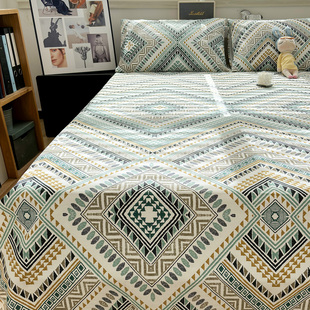 高档加厚老粗布北欧格调床单单件全棉纯棉凉席枕套三件套宿舍被单