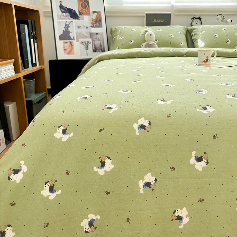 双层纱奶酪狗床单床笠款四件套