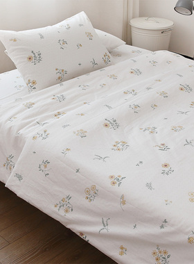 品香床单白色底大气温馨纯棉床单被套枕套全棉被罩床笠可配四件套