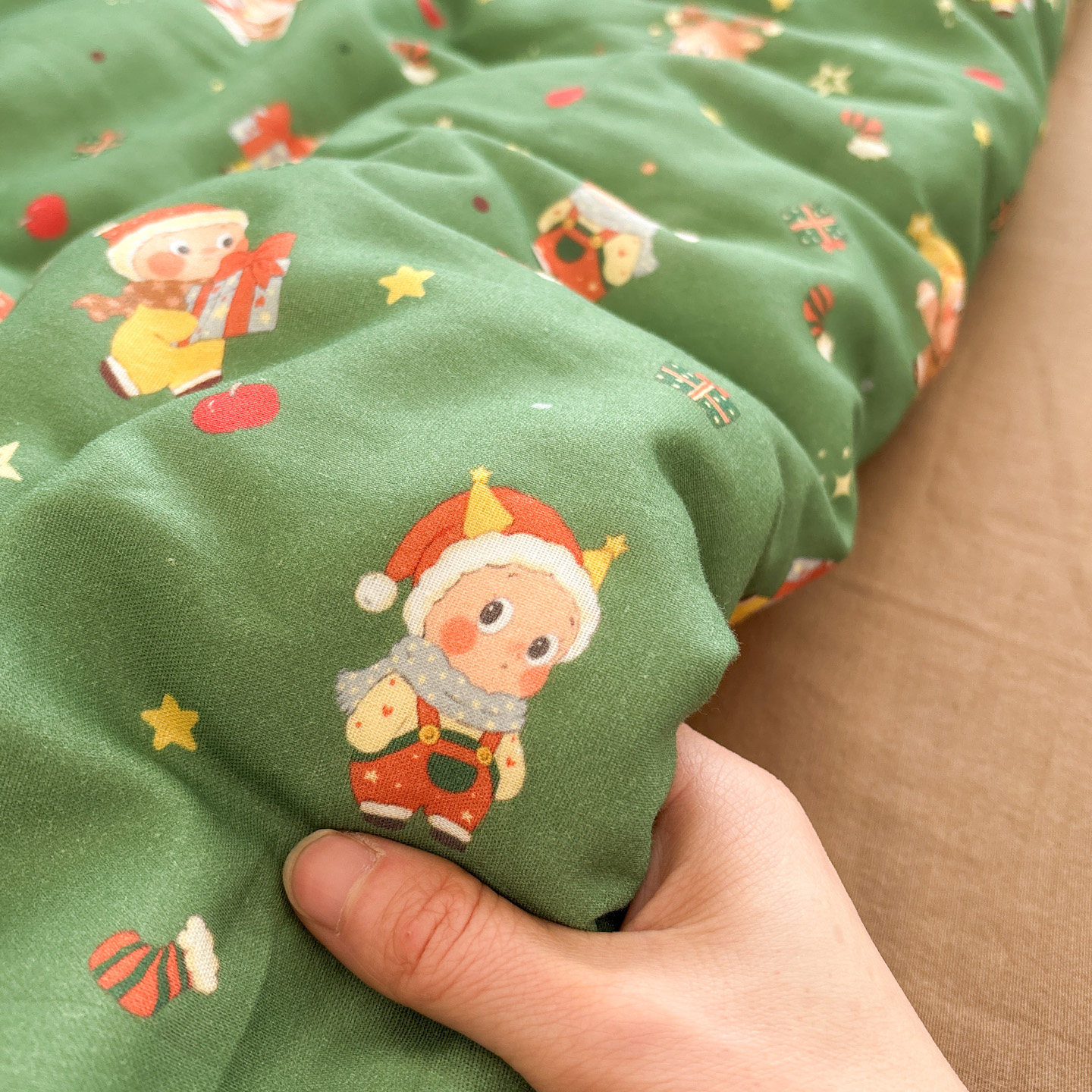 星星布朗尼绿全棉双层纱床单单件卡通纯棉枕套被套可配三四件套