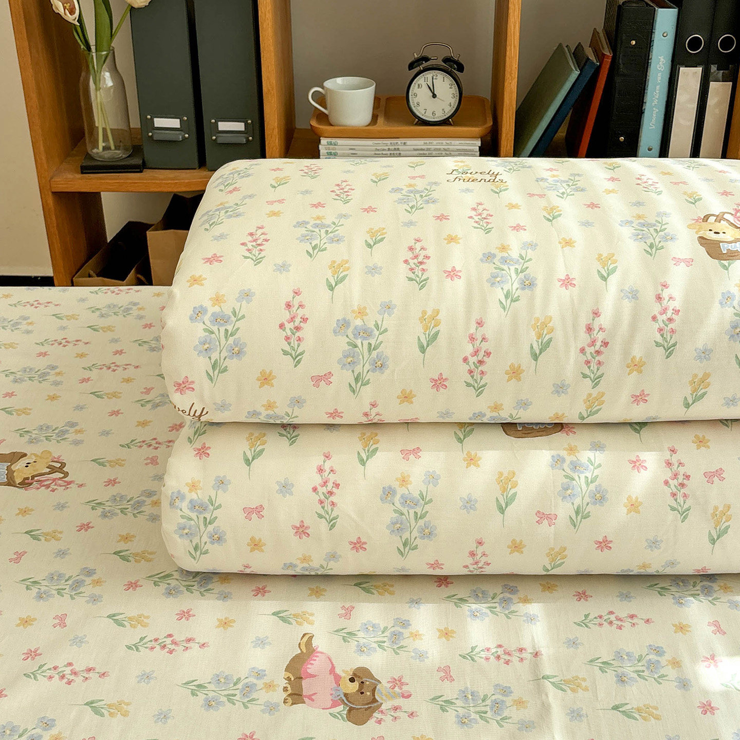 卡通摇篮狗狗纯棉被套加大全棉被罩150x200cm少女心单双人被褥套