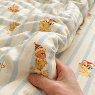 芝士星星蓝全棉双层纱床单单件学生宿舍纯棉被套枕套可配三四件套