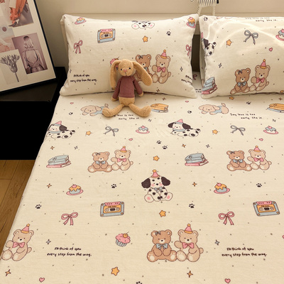 牛奶绒熊友茶话会白床单