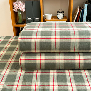 木槿绿水洗棉纯棉被套150x200x230全棉单双人被罩复古风四季 款