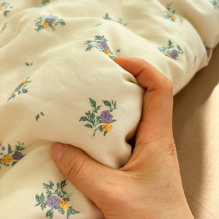 全棉双层纱紫苏小碎花床单单件床笠枕套纯棉被套1.8m可配三四件套