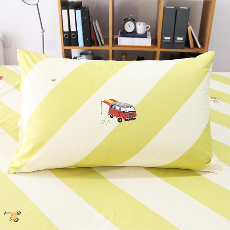 条纹小汽车卡通全棉枕套一对装家用枕头套纯棉单人100棉48cmx74cm,床上用品,枕套,淘宝优惠券,粉丝福利购,淘宝优惠卷