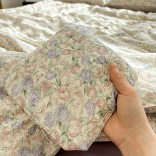 全棉双层纱粉郁100纯棉被套单件150x200x230单个学生宿舍单人被罩