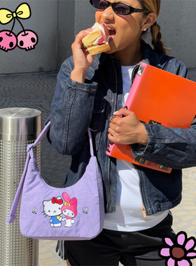 Baggu Hello Kitty美乐蒂迷你尼龙单肩包腋下包女轻便休闲云朵包