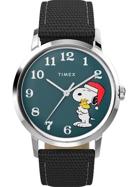 代购Timex天美时男士腕表夜光计时指针走时钢壳尼龙带蓝色盘