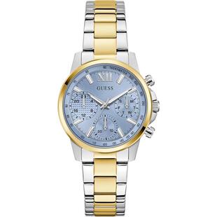 代购 GUESS女士腕表计时日期夜光测速双色金属钢带蓝盘商务休闲