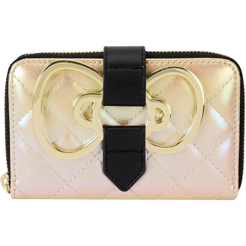 代购Loungefly女士钱包卡槽收纳拉链闭合ID窗口磁扣固定金属质感