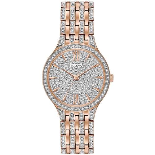 海外代购BULOVA/宝路华女士欧美腕表生活防水满钻表盘石英机芯