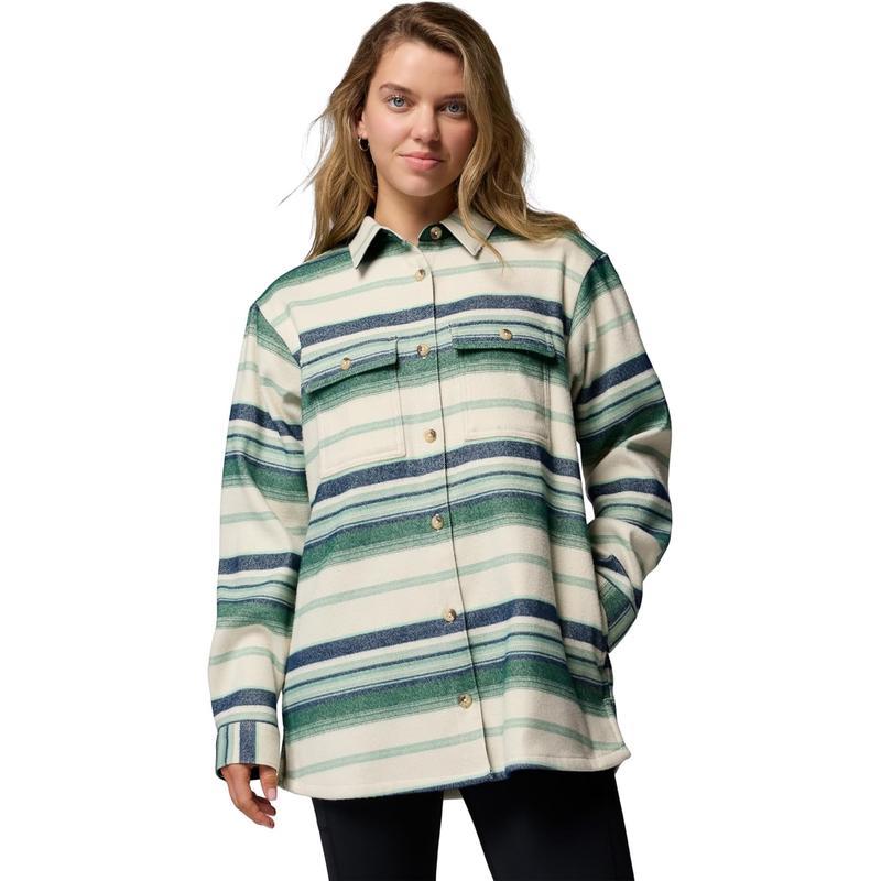 Columbia哥伦比亚女士衬衫外套保暖透气防风户外上衣长袖中长款