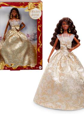 海外代购BARBIE/芭比娃娃节日礼服附带支架限定收藏展示包装