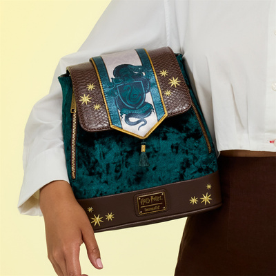 代购Loungefly哈利波特痛包格兰芬多斯莱特林天鹅绒蛇纹背包双肩