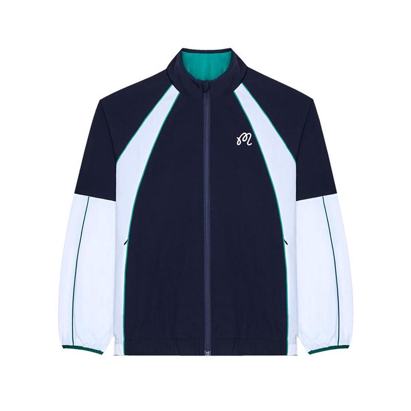 代购MALBON GOLF男士运动夹克防风透气保暖易穿脱深蓝色拼色设计