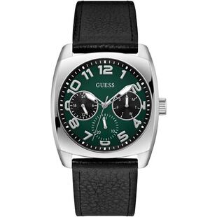 代购 腕表计时日期星期24小时金属皮带绿色银色商务休闲 GUESS男士