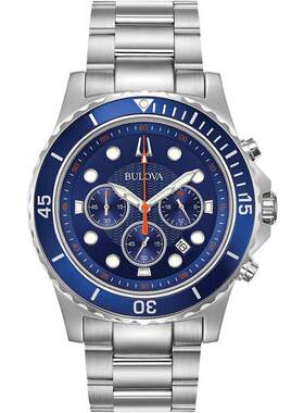 海外代购BULOVA/宝路华男士欧美腕表计时码表日期显示不锈钢表带