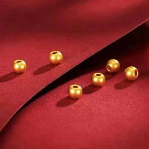 足金999金珠黄金手链古法转运珠光面散珠串珠3D硬金小金珠手串