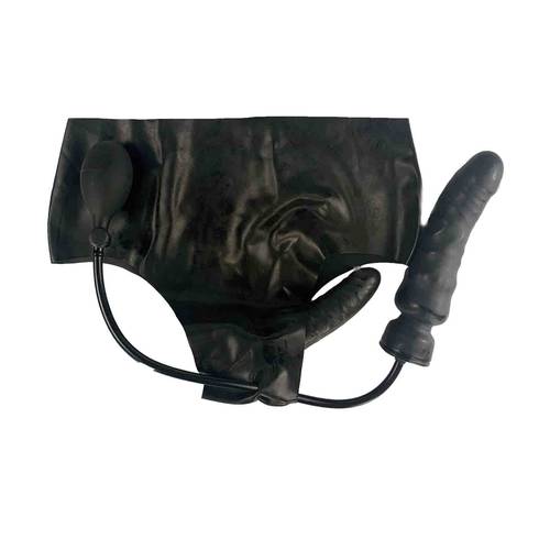 MONNIK乳胶内裤黑色棒状拉伸内裤女猫装恋物派对角色扮演手工制作