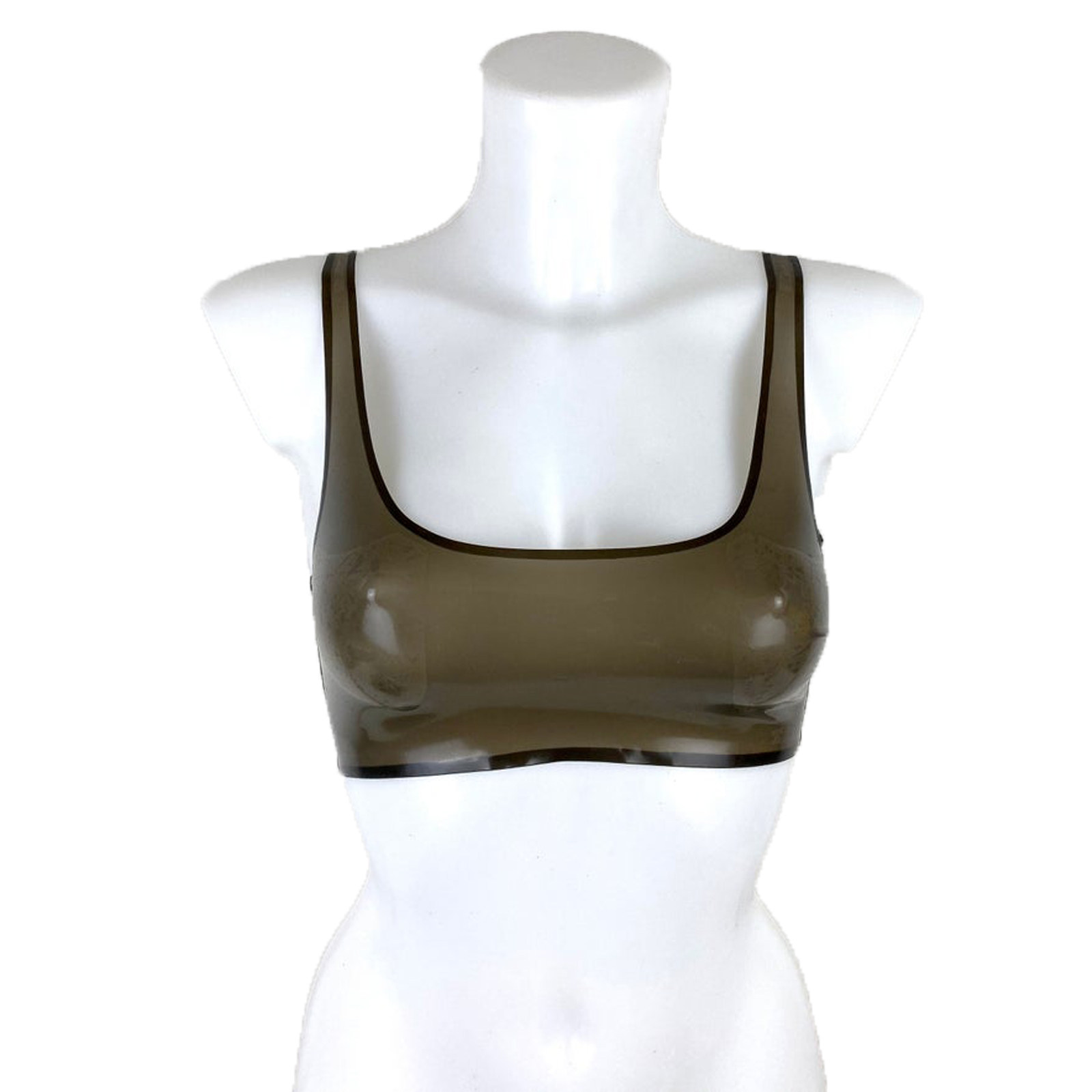 乳胶内衣背心半透明文胸黑色镶边手工制作角色扮演派对服恋物癖